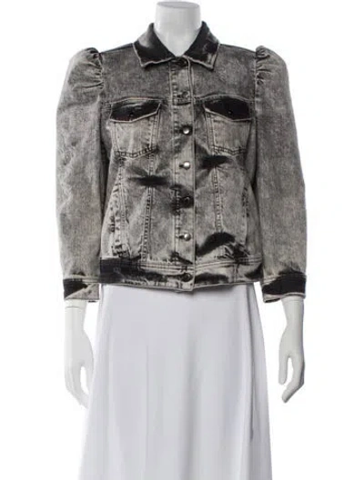 Pre-owned Retroféte Tweed Pattern Denim Jacket In Gray