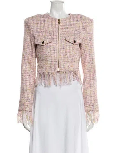Pre-owned Retroféte Tweed Pattern Evening Jacket In Pink