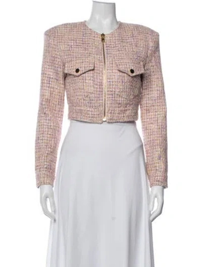 Pre-owned Retroféte Tweed Pattern Evening Jacket In Pink