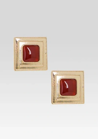 Retroféte Retrofête Umbriana Gemstone Earrings In Red/gold