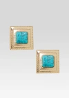 Retroféte Square-shape Earrings In Turquoise/gold