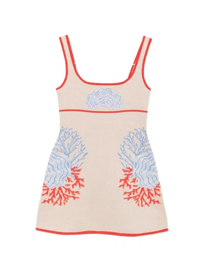 Retroféte Valcra Crystal-embellished Intarsia-knit Dress In Neutrals