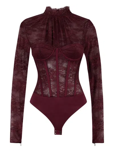 Retroféte Valentina Lace Bodysuit In Red