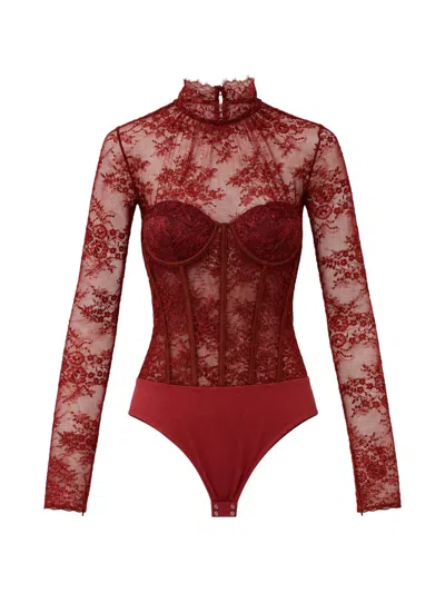 Retroféte Valentina Lace-panelled Bodysuit In Red