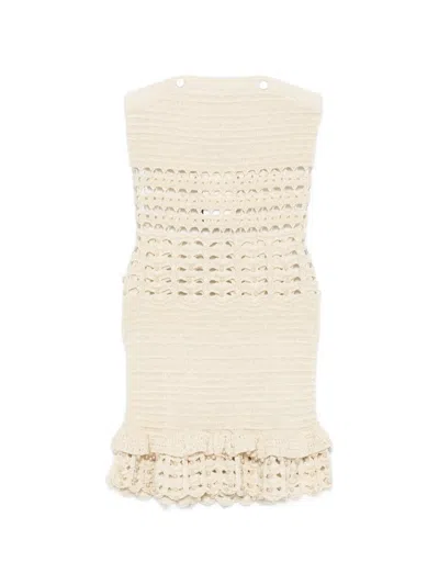 Retroféte Vali Crochet-knit Dress In Neutral