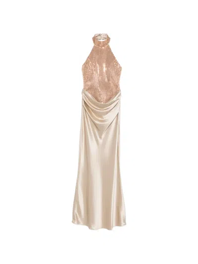 Retroféte Vanya Sequin Halter Maxi Dress In Pink