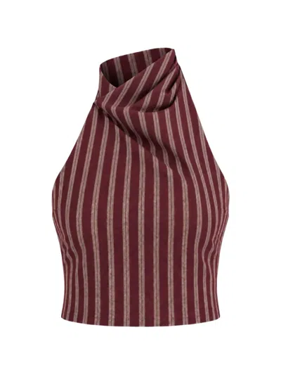Retroféte Velora Pinstripe Top In Brown