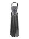 Retroféte Faye Metallic Halterneck Gown In Silver