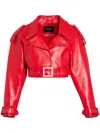 Retroféte Cropped-lederjacke In Red