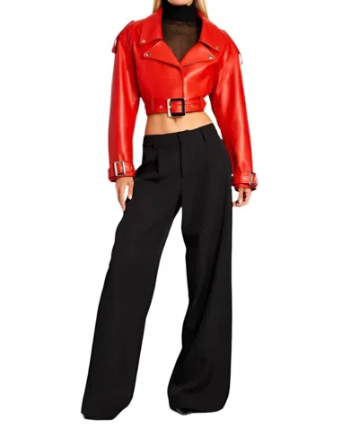 Retroféte Victoria Leather Jacket In Lipstick Red
