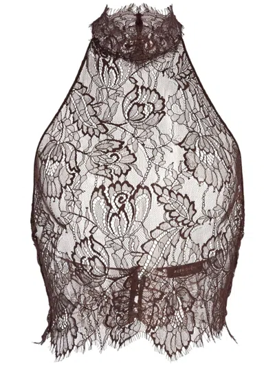 Retroféte Violet Lace Top In Brown