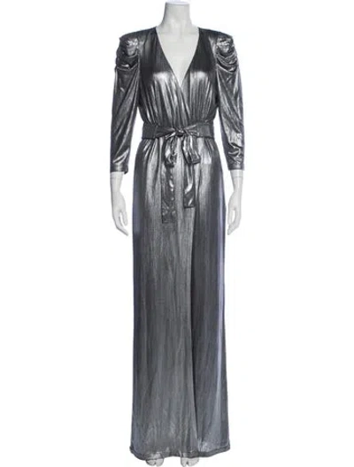 Pre-owned Retroféte V-neck Jumpsuit In Gray