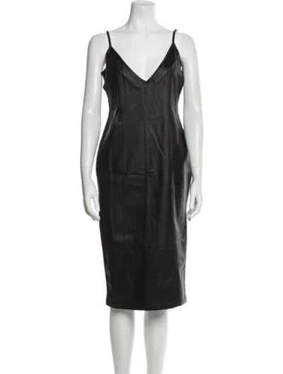 Pre-owned Retroféte V-neck Knee-length Dress In Black