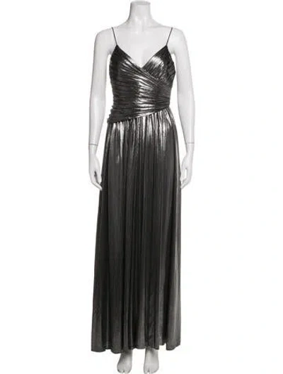 Pre-owned Retroféte V-neck Long Dress In Black