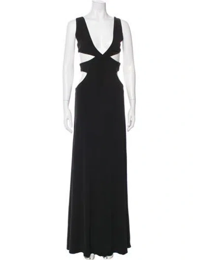 Pre-owned Retroféte V-neck Long Dress In Blue
