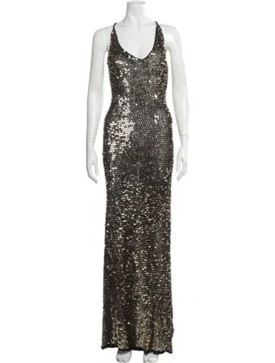 Pre-owned Retroféte V-neck Long Dress In Multi