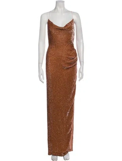 Pre-owned Retroféte V-neck Long Dress In Neutral