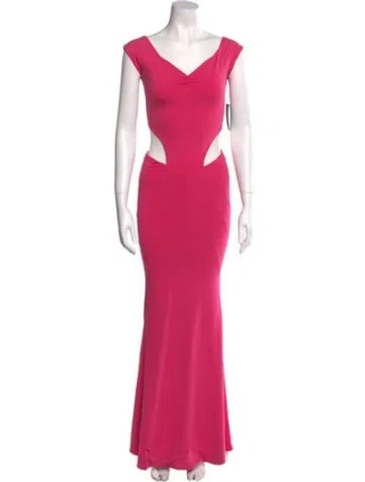 Pre-owned Retroféte V-neck Long Dress In Pink
