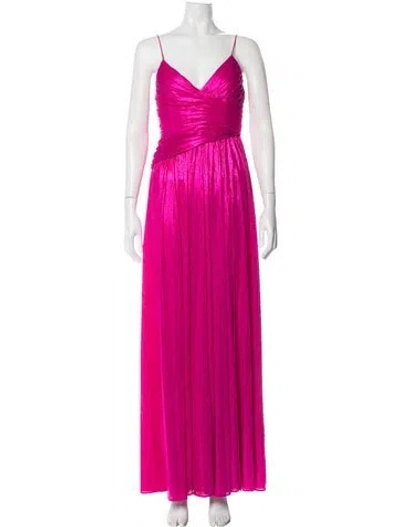 Pre-owned Retroféte V-neck Long Dress In Pink