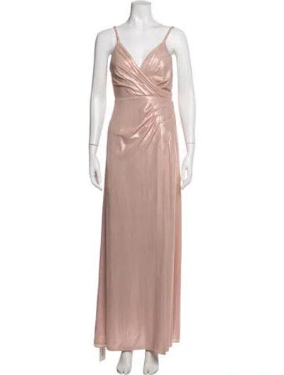 Pre-owned Retroféte V-neck Long Dress In Pink