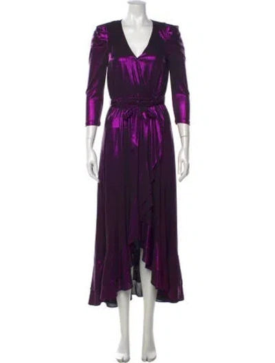 Pre-owned Retroféte V-neck Long Dress In Purple