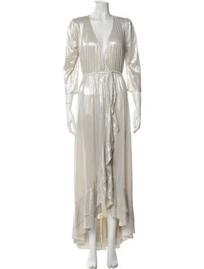 Pre-owned Retroféte V-neck Long Dress W/ Tags In Neutral