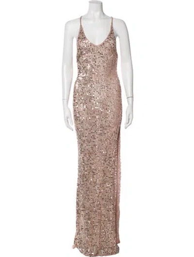 Pre-owned Retroféte V-neck Long Dress W/ Tags In Neutral