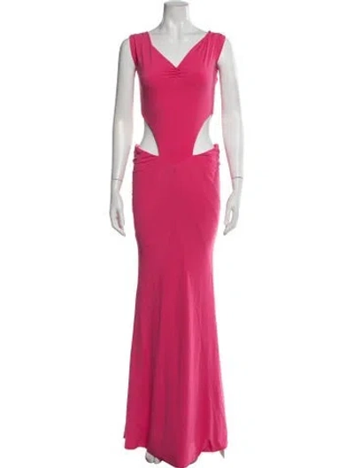Pre-owned Retroféte V-neck Long Dress W/ Tags In Pink