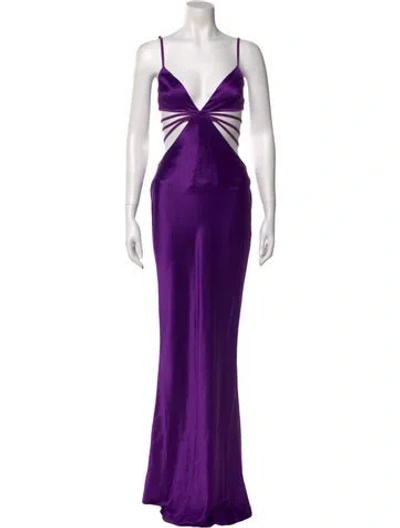 Pre-owned Retroféte V-neck Long Dress W/ Tags In Purple