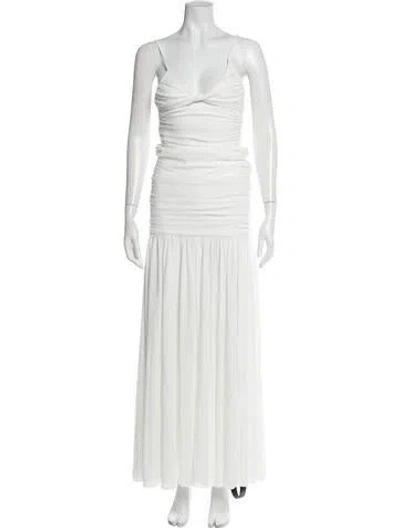 Pre-owned Retroféte V-neck Long Dress W/ Tags In White