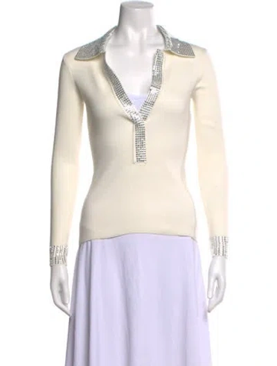 Pre-owned Retroféte V-neck Long Sleeve Top In Neutral