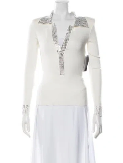 Pre-owned Retroféte V-neck Long Sleeve Top In Neutrals