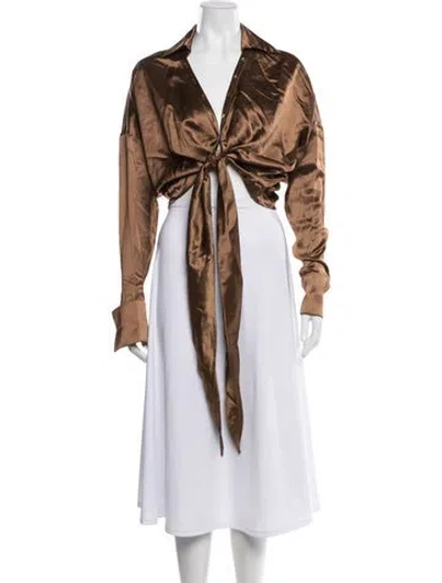 Pre-owned Retroféte V-neck Long Sleeve Top W/ Tags In Brown