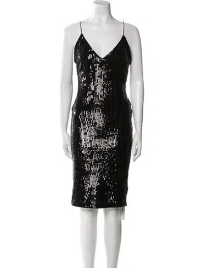 Pre-owned Retroféte V-neck Midi Length Dress W/ Tags In Black