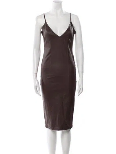 Pre-owned Retroféte V-neck Midi Length Dress W/ Tags In Brown