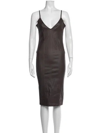Pre-owned Retroféte V-neck Midi Length Dress W/ Tags In Grey