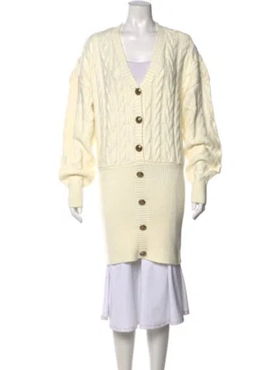 Pre-owned Retroféte V-neck Midi Length Dress In Yellow