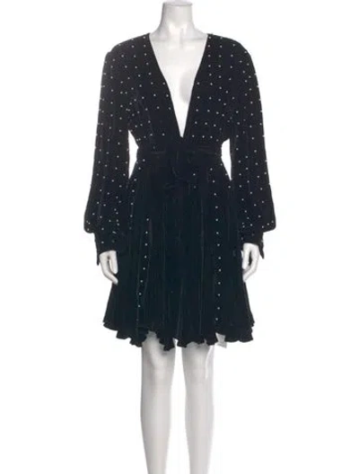 Pre-owned Retroféte V-neck Mini Dress In Black