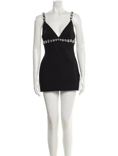 Pre-owned Retroféte V-neck Mini Dress In Black