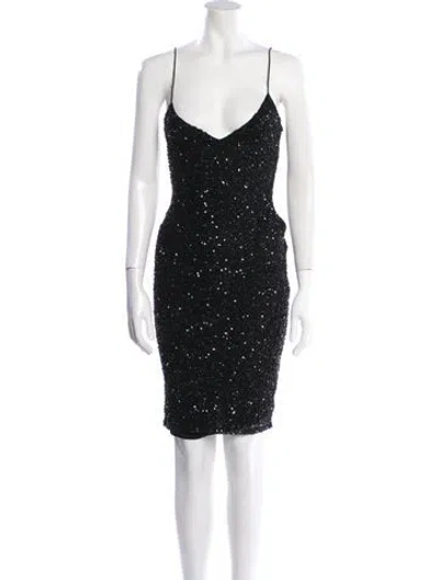 Pre-owned Retroféte V-neck Mini Dress In Black