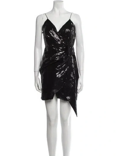 Pre-owned Retroféte V-neck Mini Dress In Black