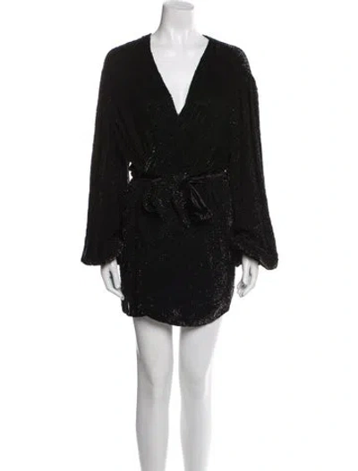 Pre-owned Retroféte V-neck Mini Dress In Black