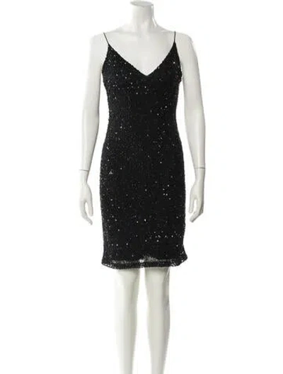 Pre-owned Retroféte V-neck Mini Dress In Black