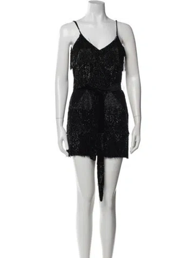 Pre-owned Retroféte V-neck Mini Dress In Black