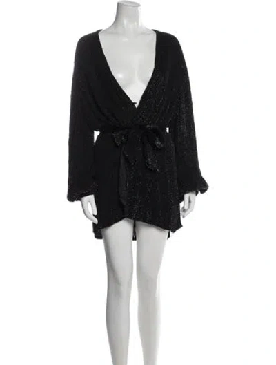 Pre-owned Retroféte V-neck Mini Dress In Black