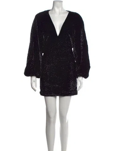 Pre-owned Retroféte V-neck Mini Dress In Black