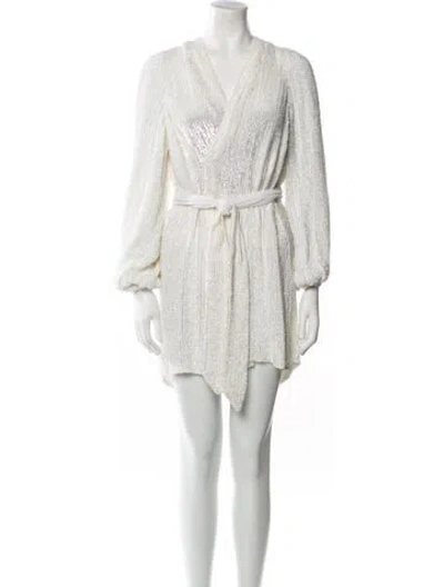 Pre-owned Retroféte V-neck Mini Dress In Blue