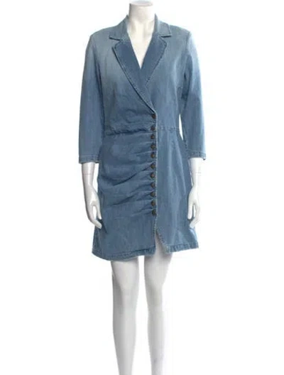 Pre-owned Retroféte V-neck Mini Dress In Blue