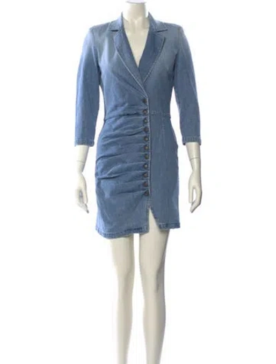 Pre-owned Retroféte V-neck Mini Dress In Blue