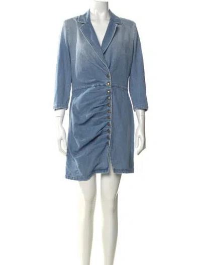 Pre-owned Retroféte V-neck Mini Dress In Blue